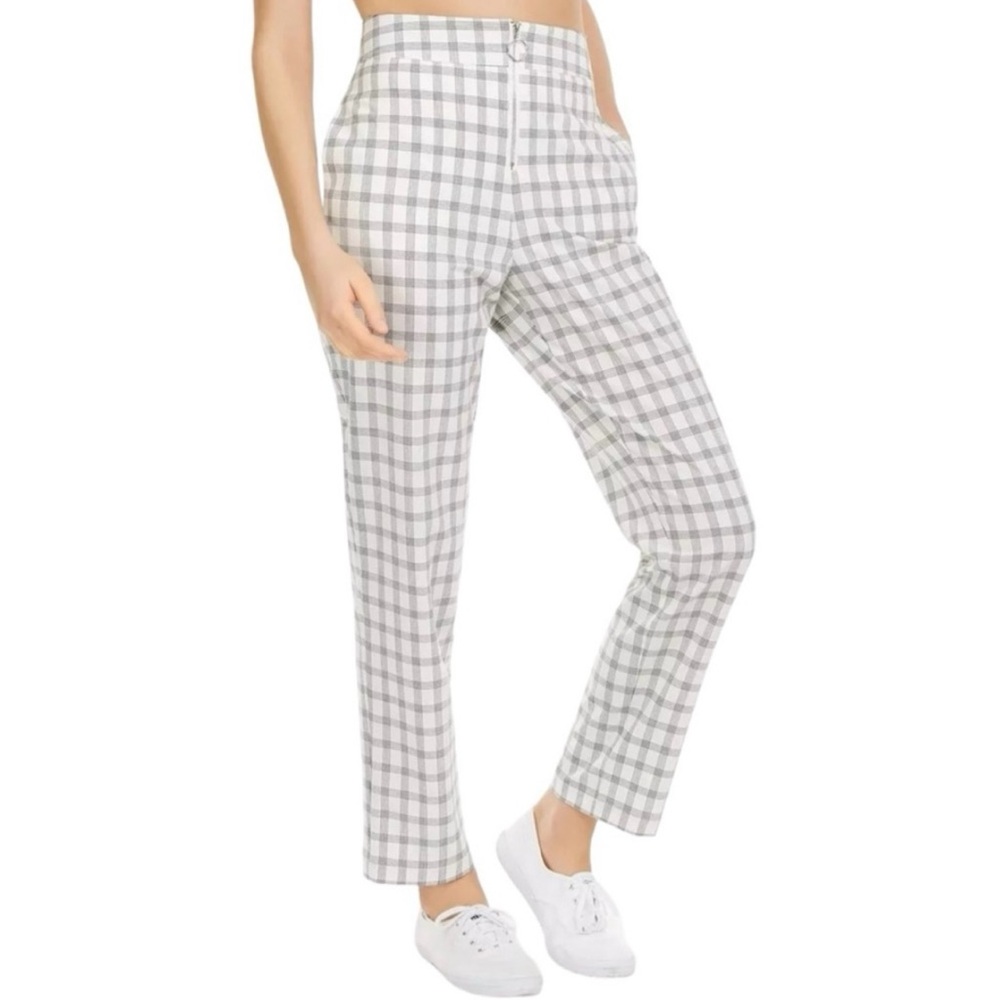 Danielle Bernstein For Macy’s “WeWoreWhat” Zip-Up Ivory Plaid Pants Sz 12 NWT
